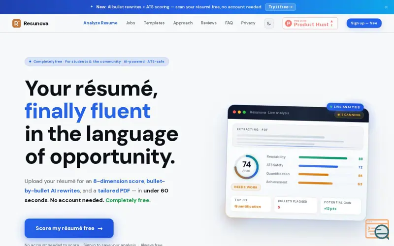 Screenshot of Resunova