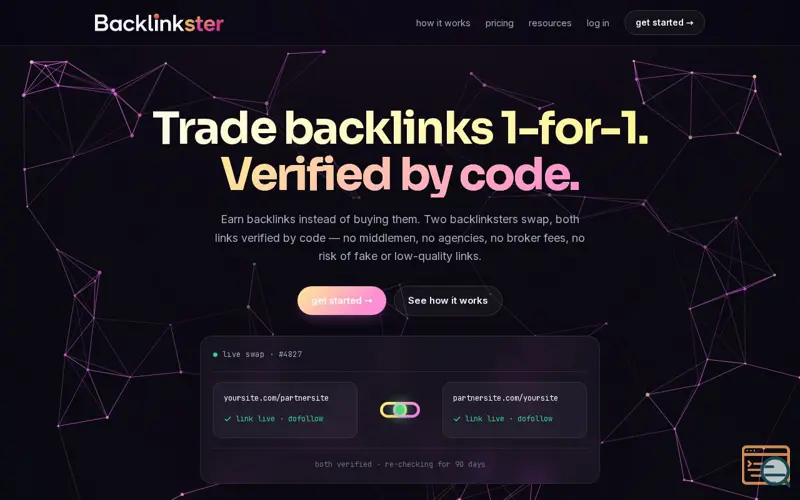 Screenshot of Backlinkster, a launch using Lenis