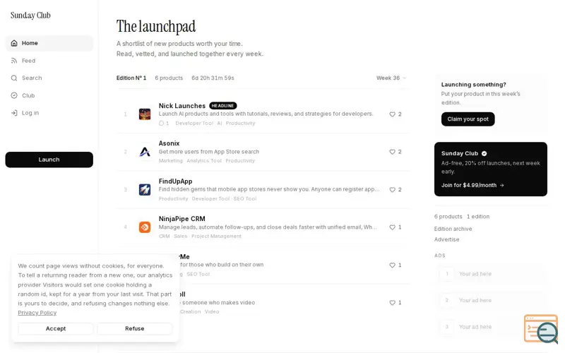 Screenshot of Sunday Club