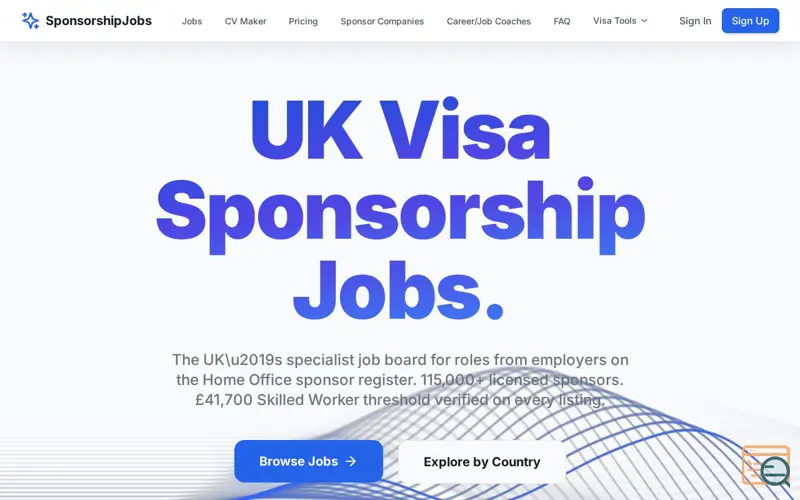 Screenshot of SponsorshipJobs