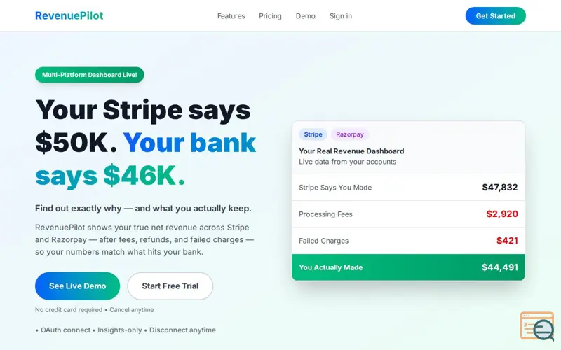 Screenshot of RevenuePilot