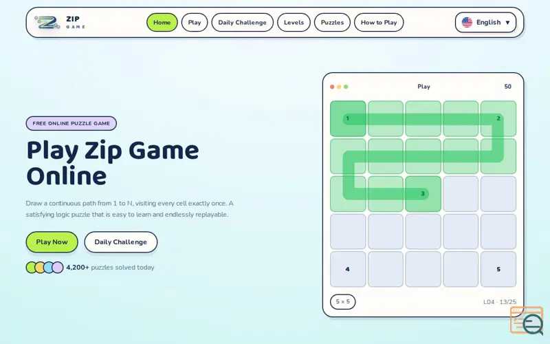 Screenshot of Zip Game, a launch using NewTool