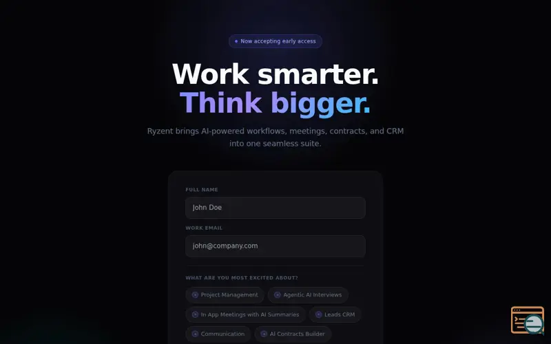 Screenshot of Ryzent Join Waitlist