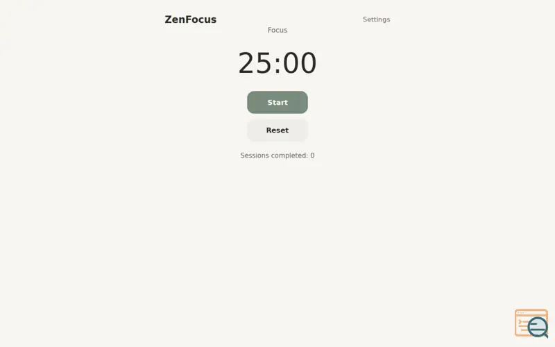 Screenshot of ZenFocus