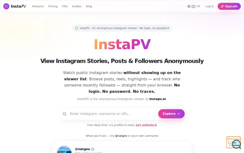 Screenshot of InstaPV