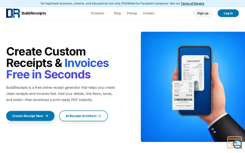 Screenshot of Build Receipts