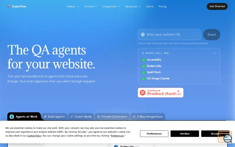 Screenshot of Watch AI Do Your QA Work | Superflow