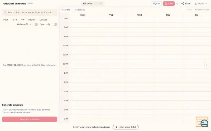 Screenshot of Orbit Infrastructure (at UMD)