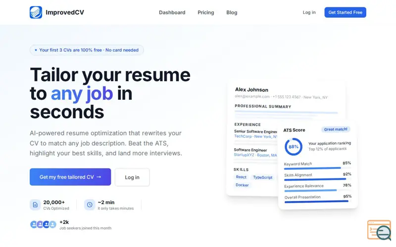 Screenshot of ImprovedCV: Optimize your CV for any job