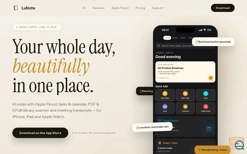 Screenshot of LuNote