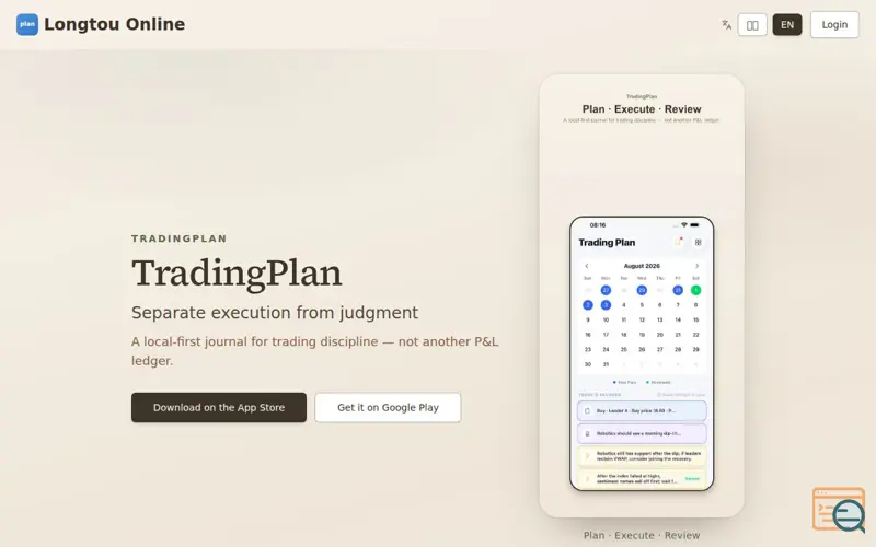Screenshot of TradingPlan