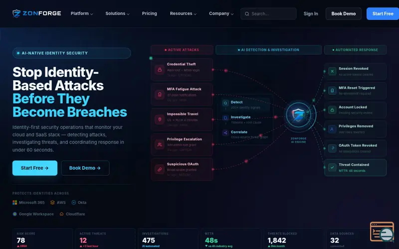 Screenshot of ZonForge Sentinel