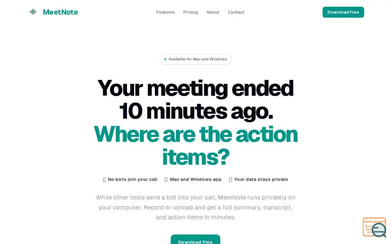 Screenshot of MeetNote