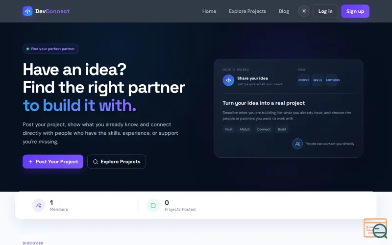 Screenshot of DevConnect — Build together