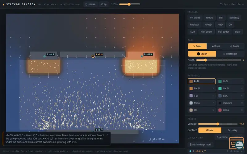 Screenshot of Silicon Physics Sandbox