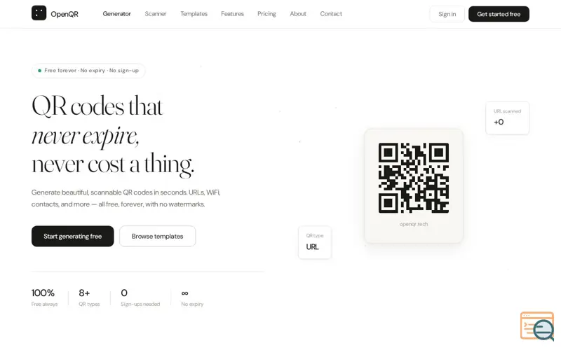Screenshot of OpenQR — Free QR Code Generator