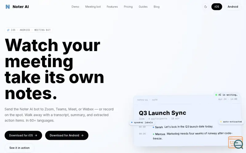 Screenshot of Noter AI 3.0