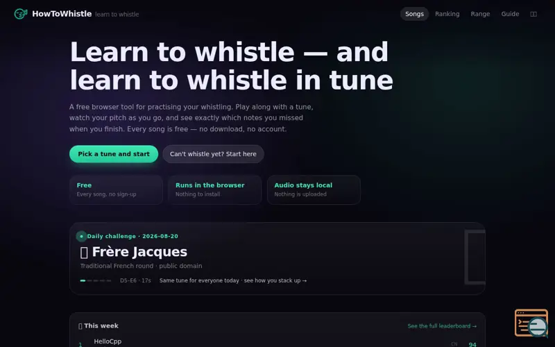 Screenshot of HowToWhistle