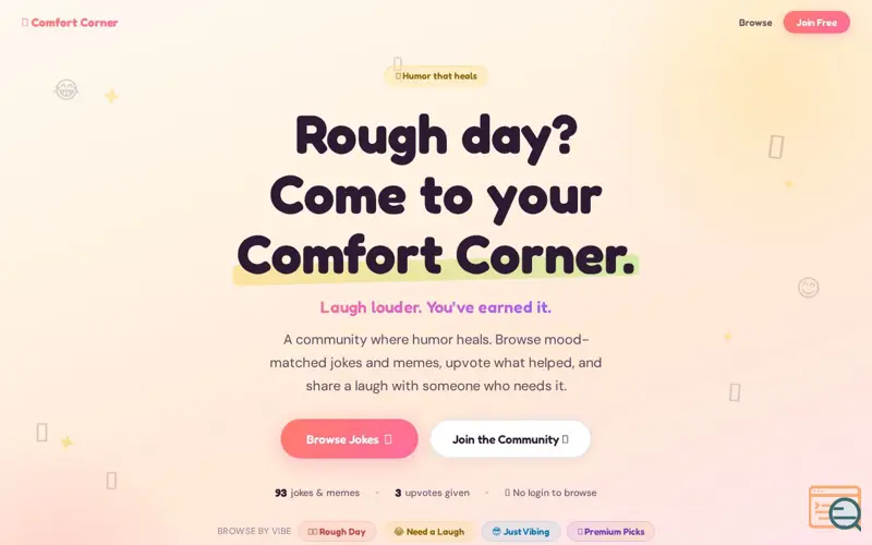 Screenshot of Comfort Corner