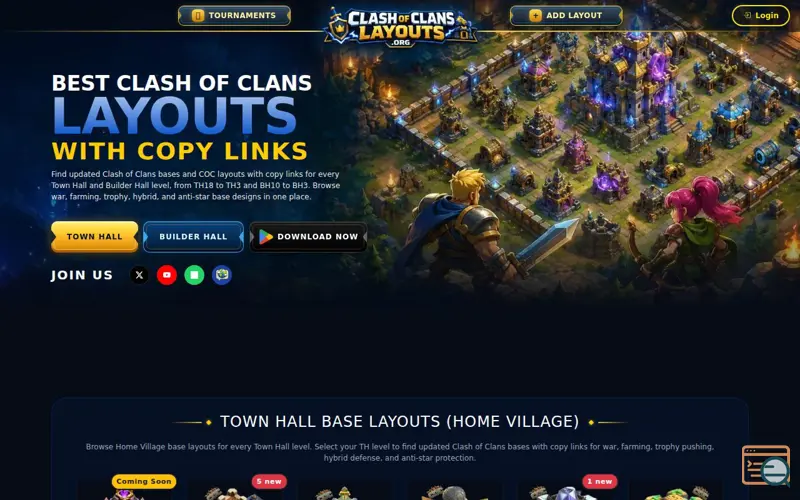 Screenshot of Clash of Clans Layouts and Bases