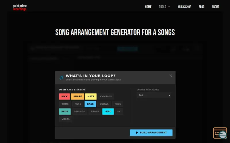 Screenshot of Song Arrangement Generator
