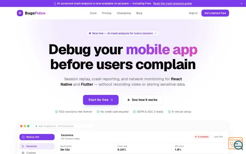 Screenshot of BugsPulse