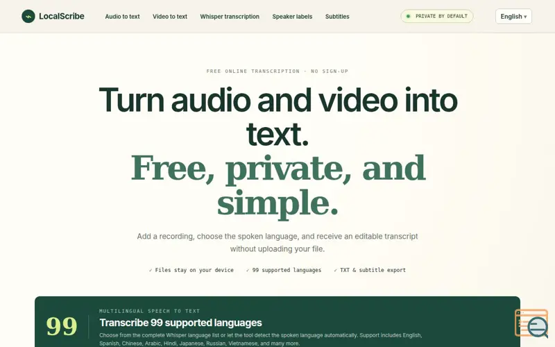 Screenshot of LocalScribe