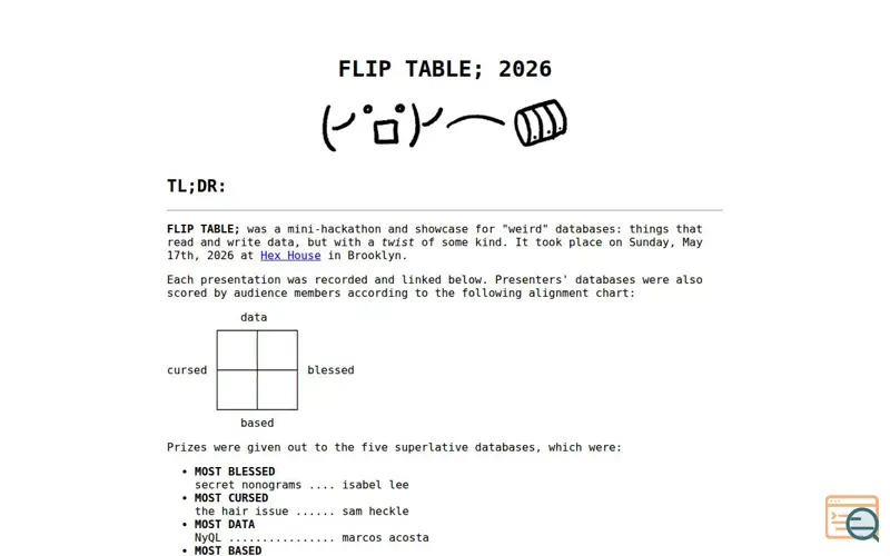 Screenshot of FLIP TABLE 2026