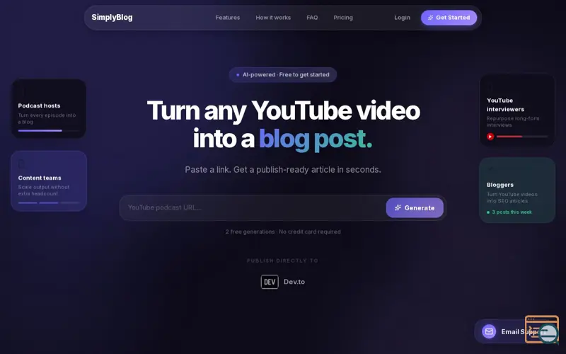 Screenshot of SimplyBlog