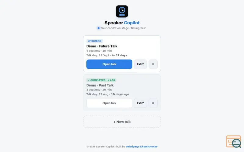 Screenshot of Speaker Copilot