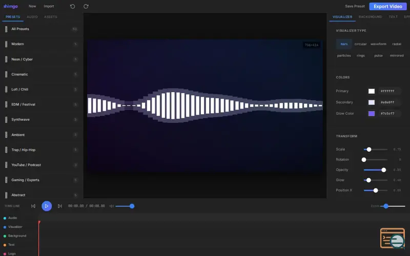 Screenshot of shimga — Professional Audio Visualizer