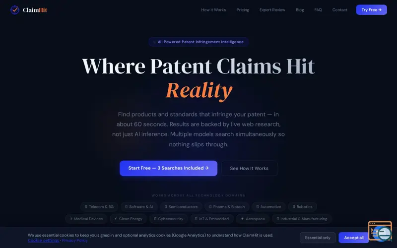 Screenshot of ClaimHit