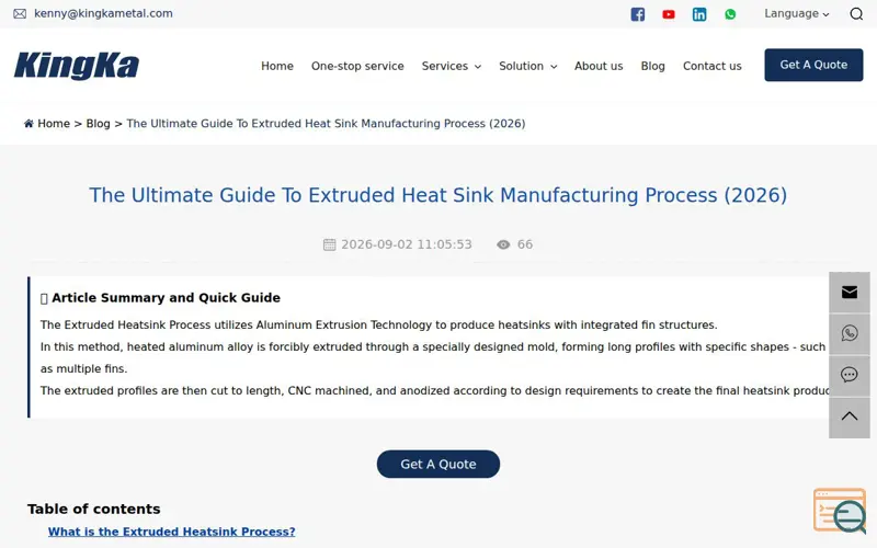 Screenshot of Extruded Heat Sink Manufacturing Process