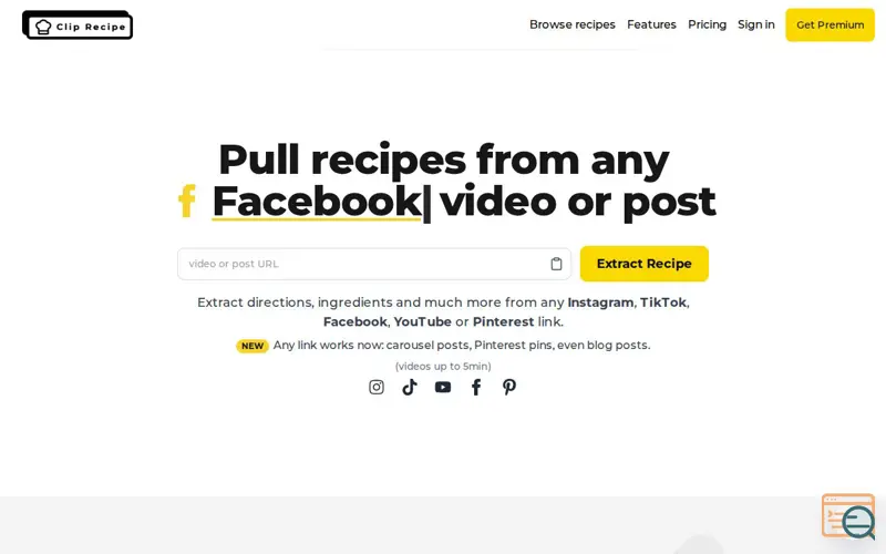 Screenshot of Clip Recipe