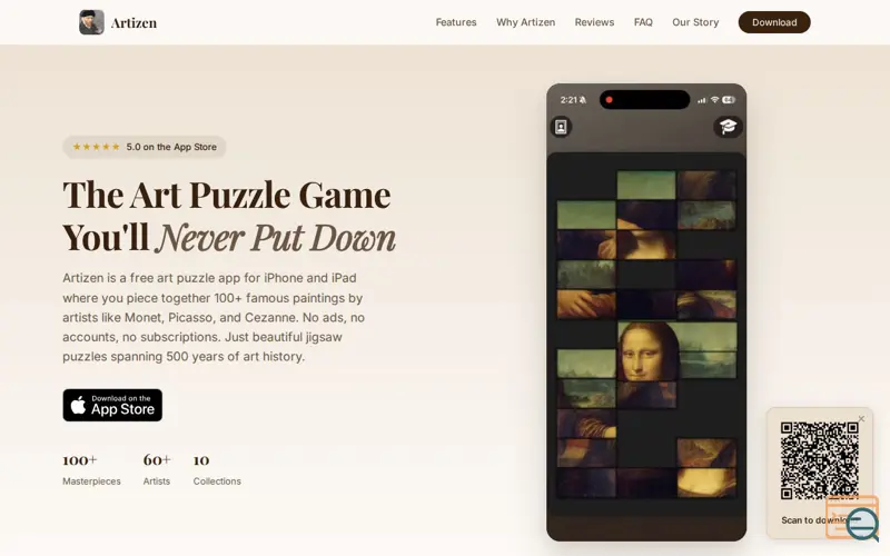 Screenshot of Artizen: Art Jigsaw Puzzles