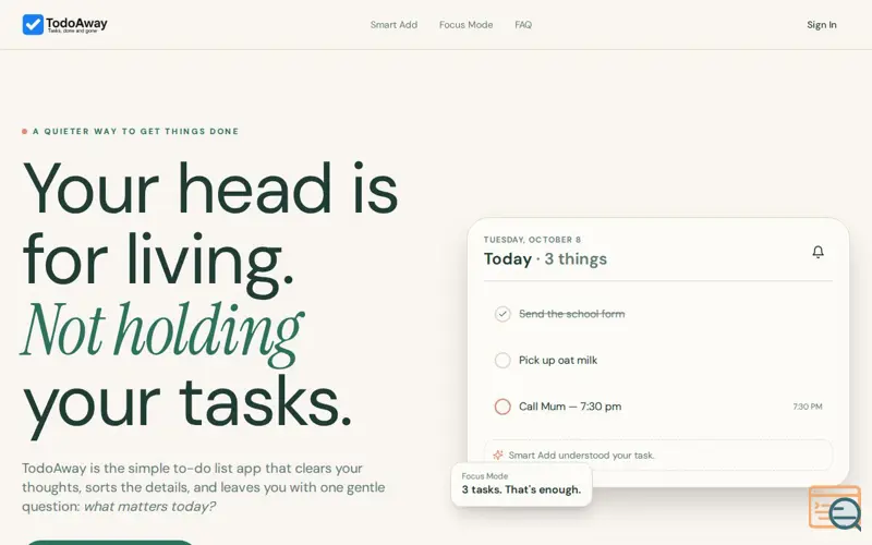 Screenshot of TodoAway