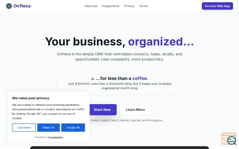 Screenshot of Onflexa