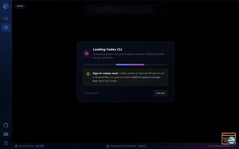 Screenshot of Browsercode