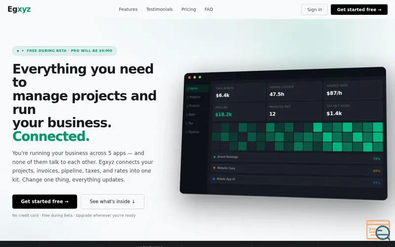 Screenshot of Egxyz