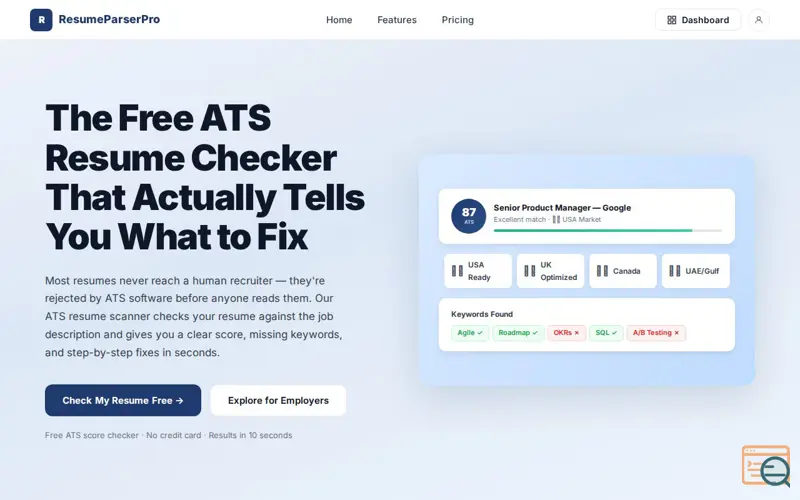Screenshot of ResumeParserPro