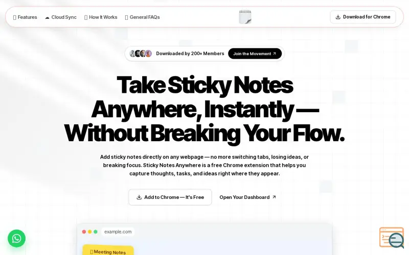 Screenshot of Sticky Notes Anywhere