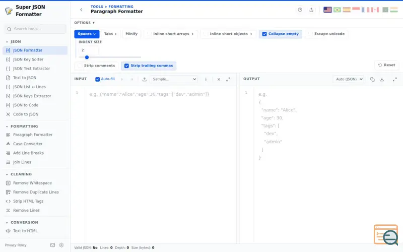 Screenshot of Super JSON Formatter