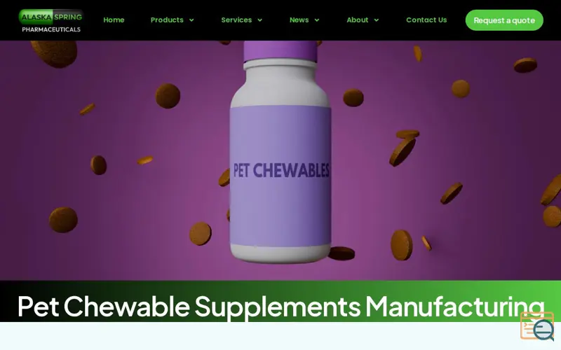 Screenshot of Pet Chewable Supplement Manufacturers US