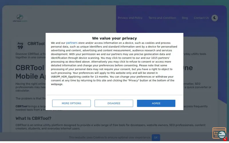 Screenshot of CBRTool Android App