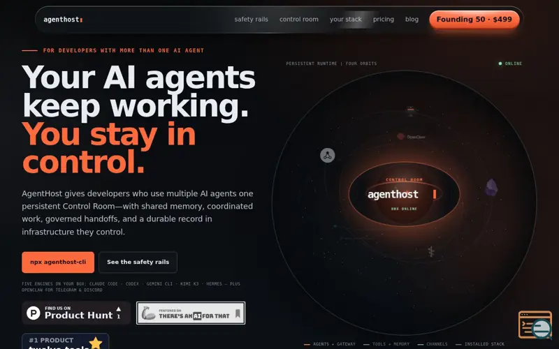 Screenshot of AgentHost: your agent never sleeps