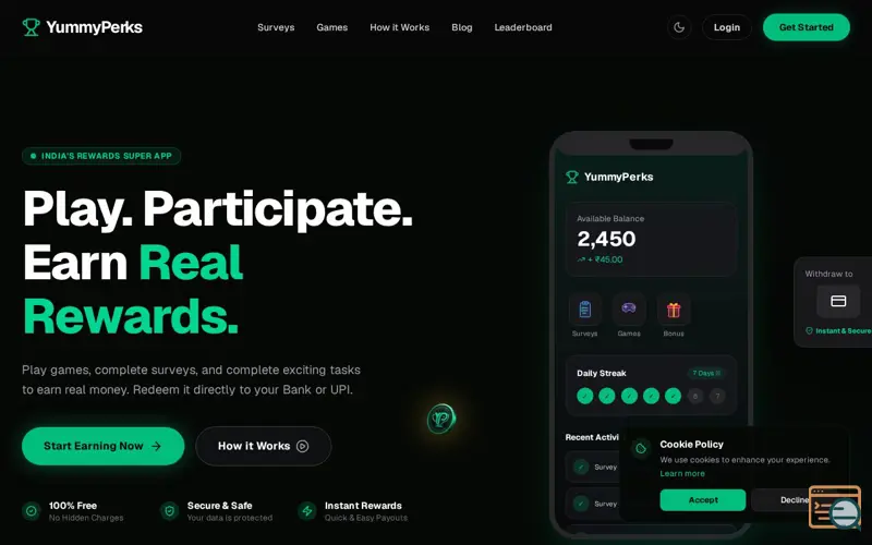 Screenshot of YummyPerks