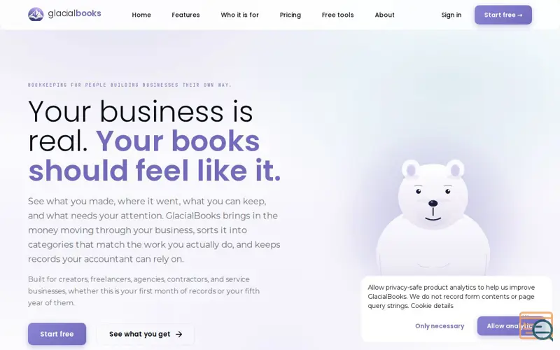 Screenshot of GlacialBooks, a launch using Rspack