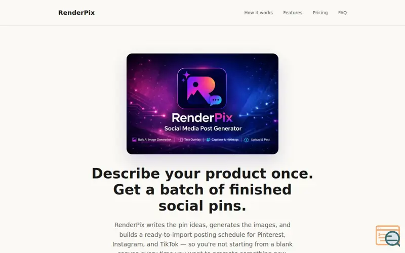 Screenshot of Renderpix: 30 Unique Posts in Minutes