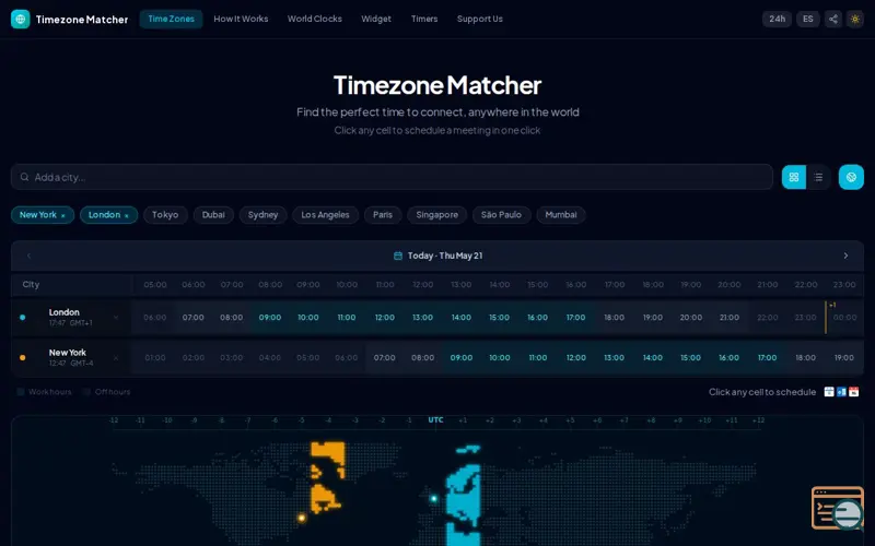 Screenshot of Timezone Matcher
