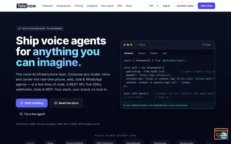 Screenshot of Telenow ai